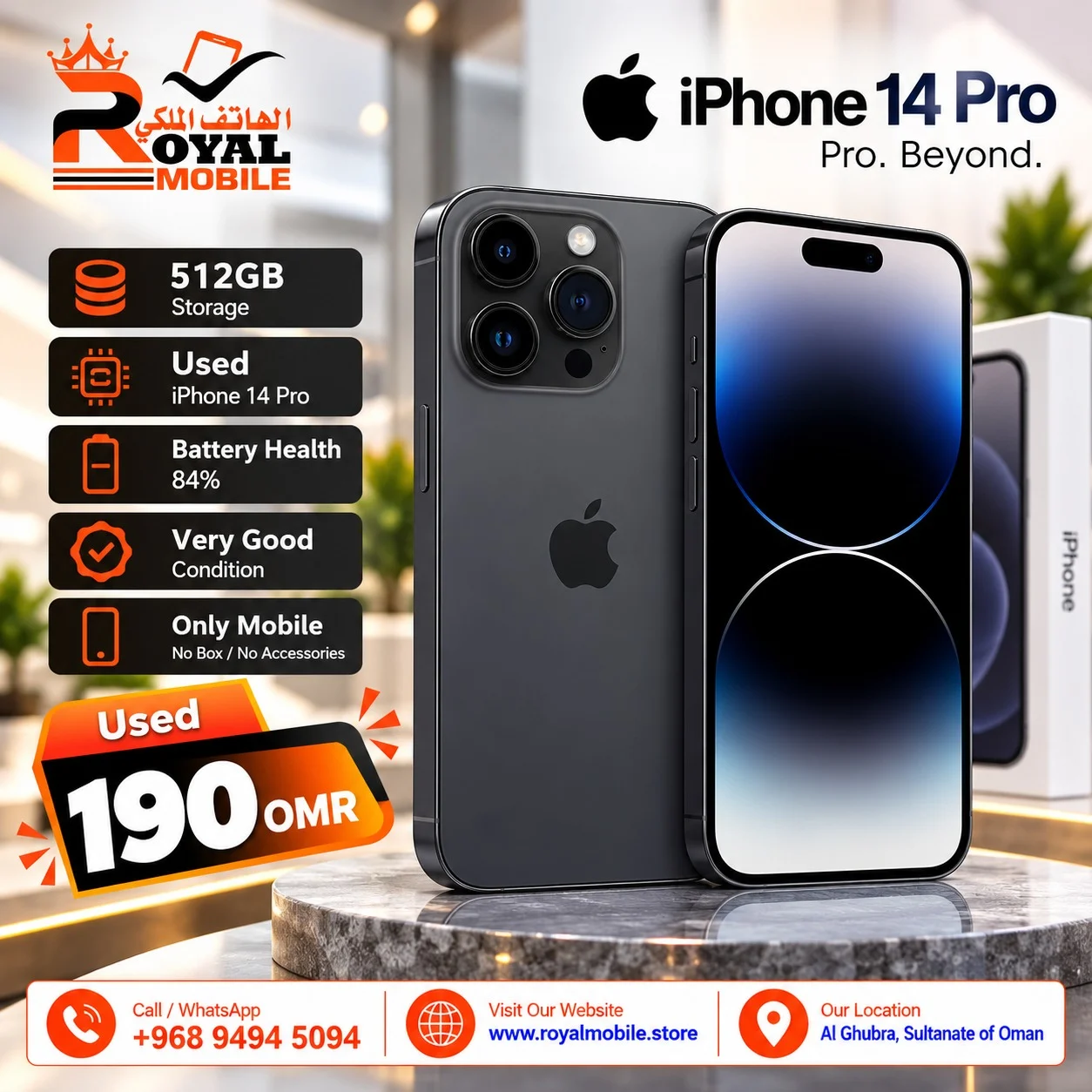Apple iPhone 14 Pro 512GB Battery Health 84%