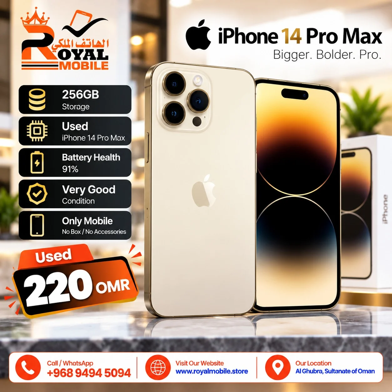 Apple iPhone 14 Pro Max 256GB Battery Health 91%
