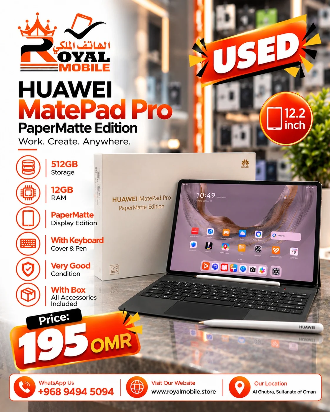 Huawei MatePad Pro PaperMatte Edition 512GB 12GB RAM Used