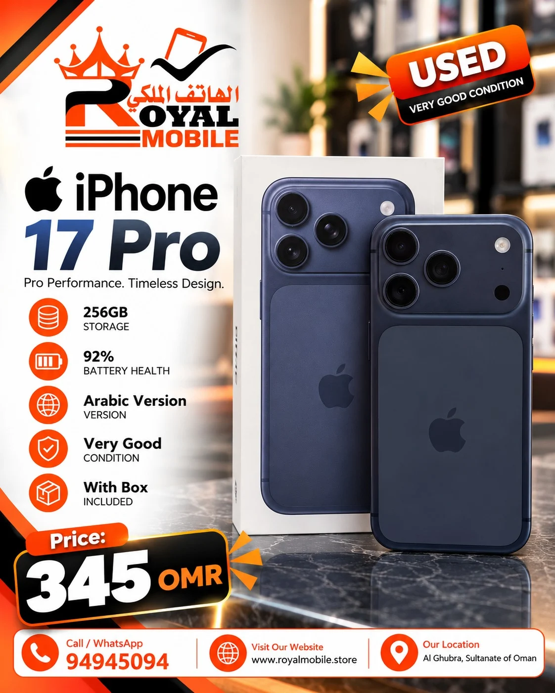 iPhone 17 Pro 256GB Arabic Version Used