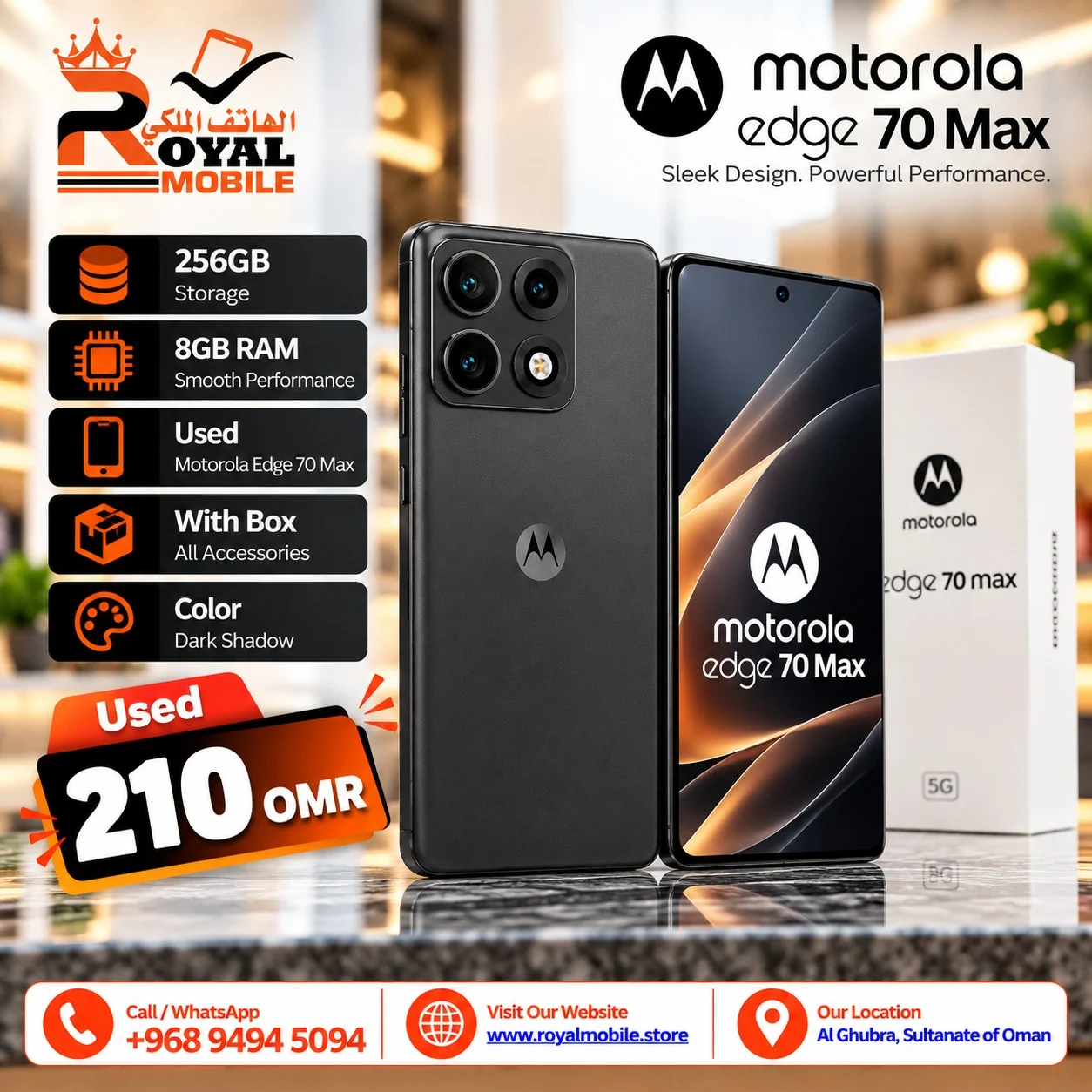 Motorola Edge 70 Max 256GB 8GB RAM Dark Shadow