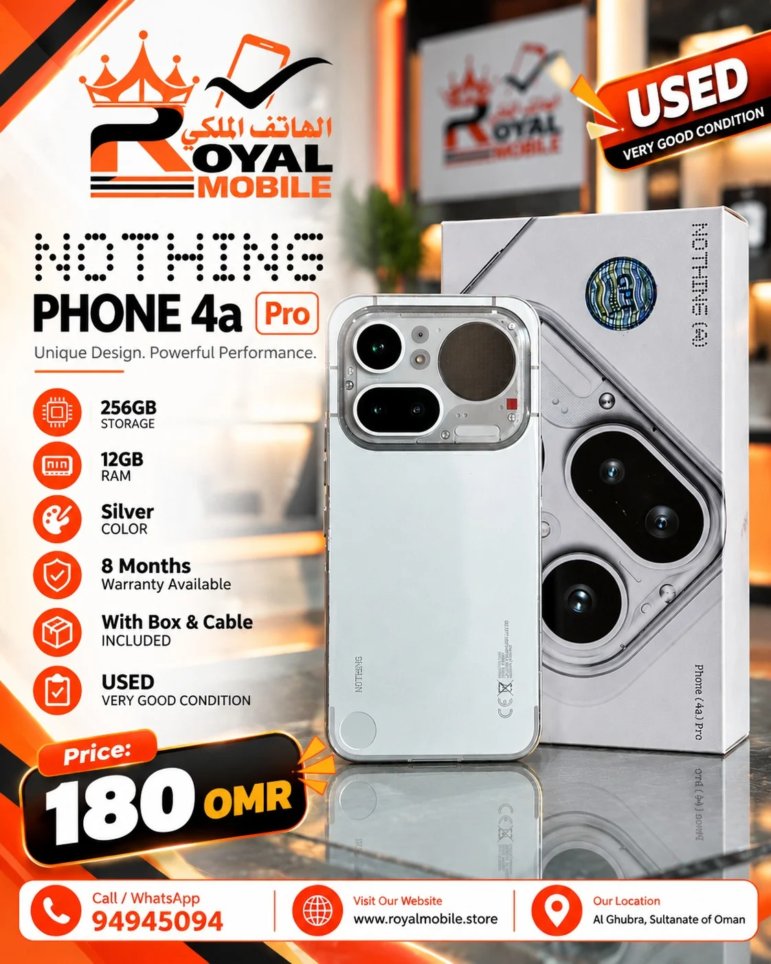 Nothing Phone 4a Pro 256GB 12GB RAM Silver Used
