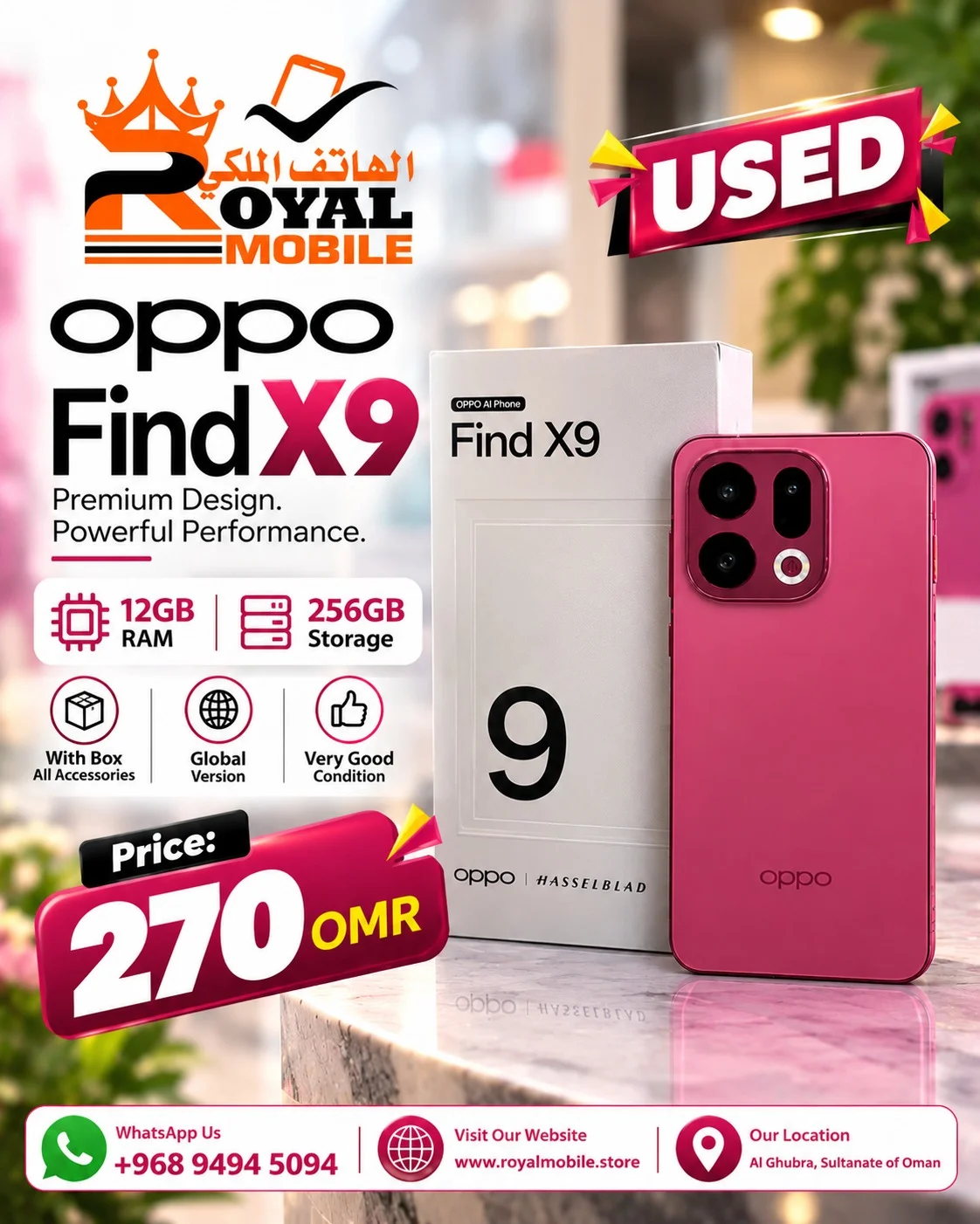 OPPO Find X9 256GB 12GB RAM Used