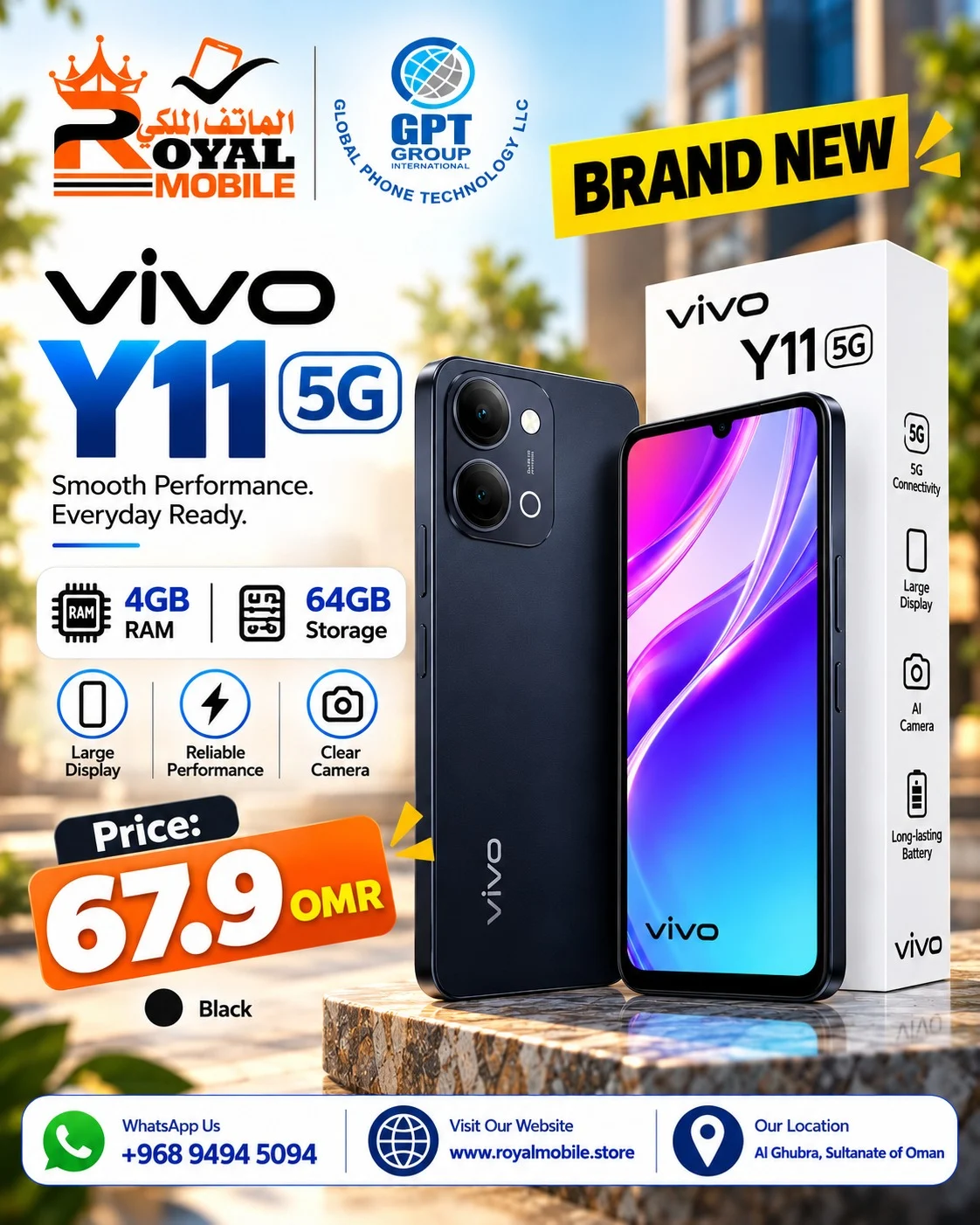 Vivo Y11 5G 4GB RAM 64GB Storage Black