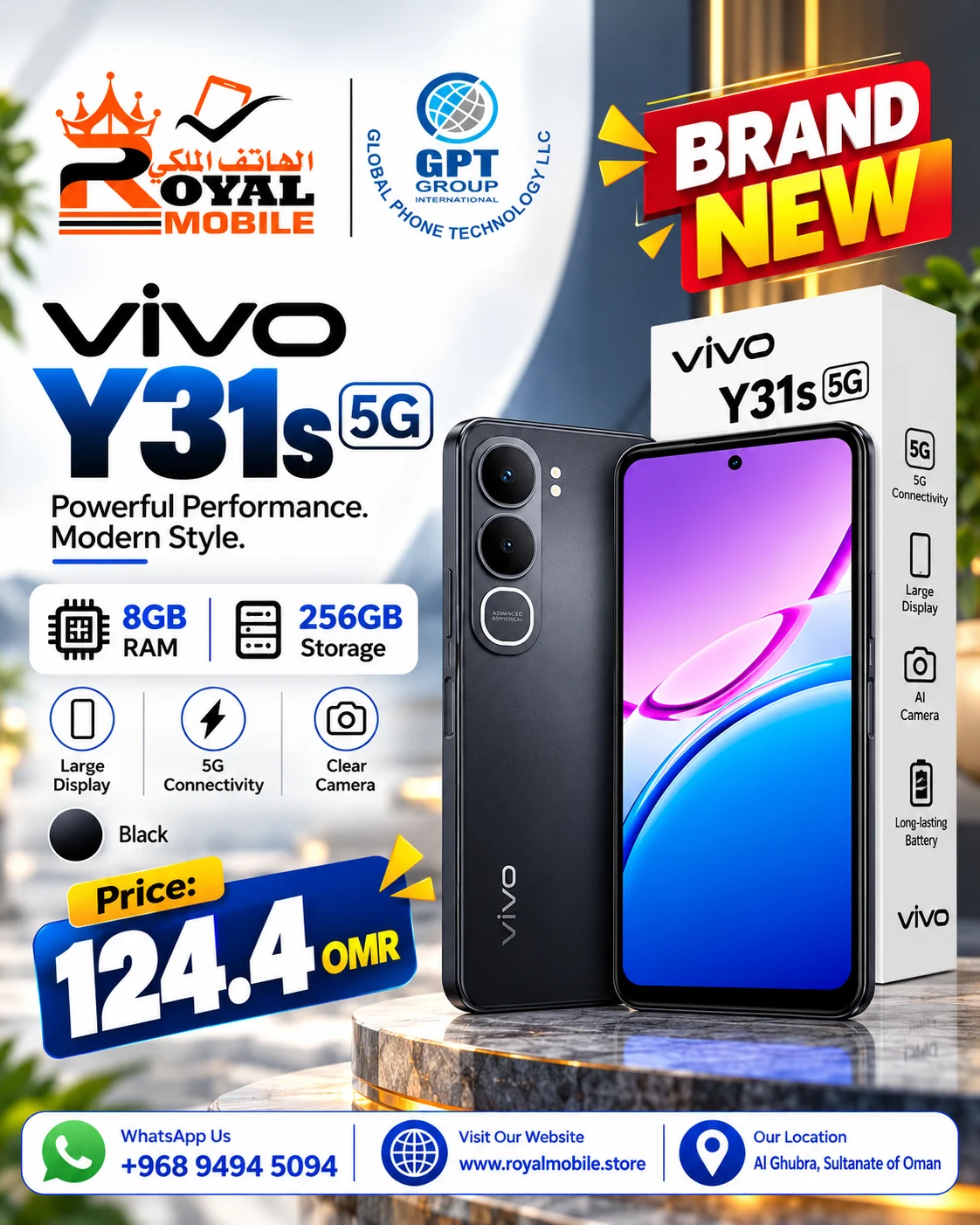 Vivo Y31s 5G 8GB RAM 256GB Storage Black